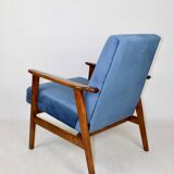 Vintage Ocean Blue Fox Easy Chair, 1970s