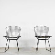 Pair Of Bertoia Chairs In Black Steel By Harry Bertoia, 1970s