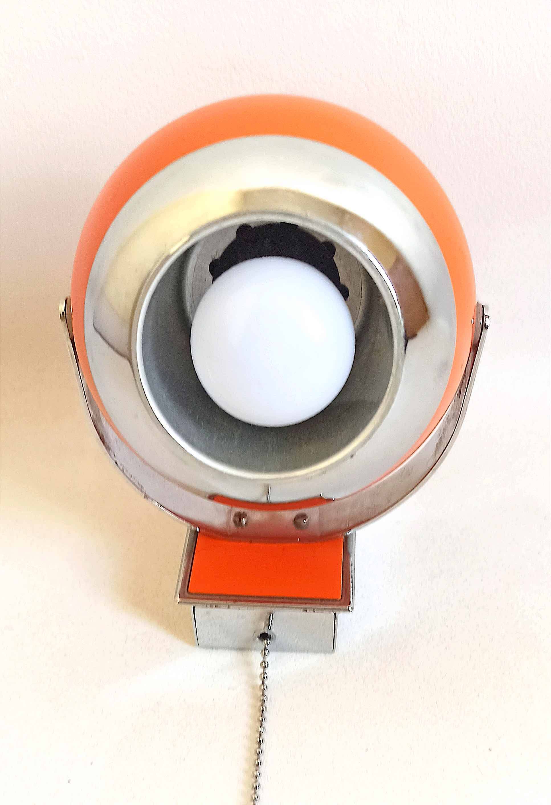 Eye ball wall lamp Space Age orange 60s