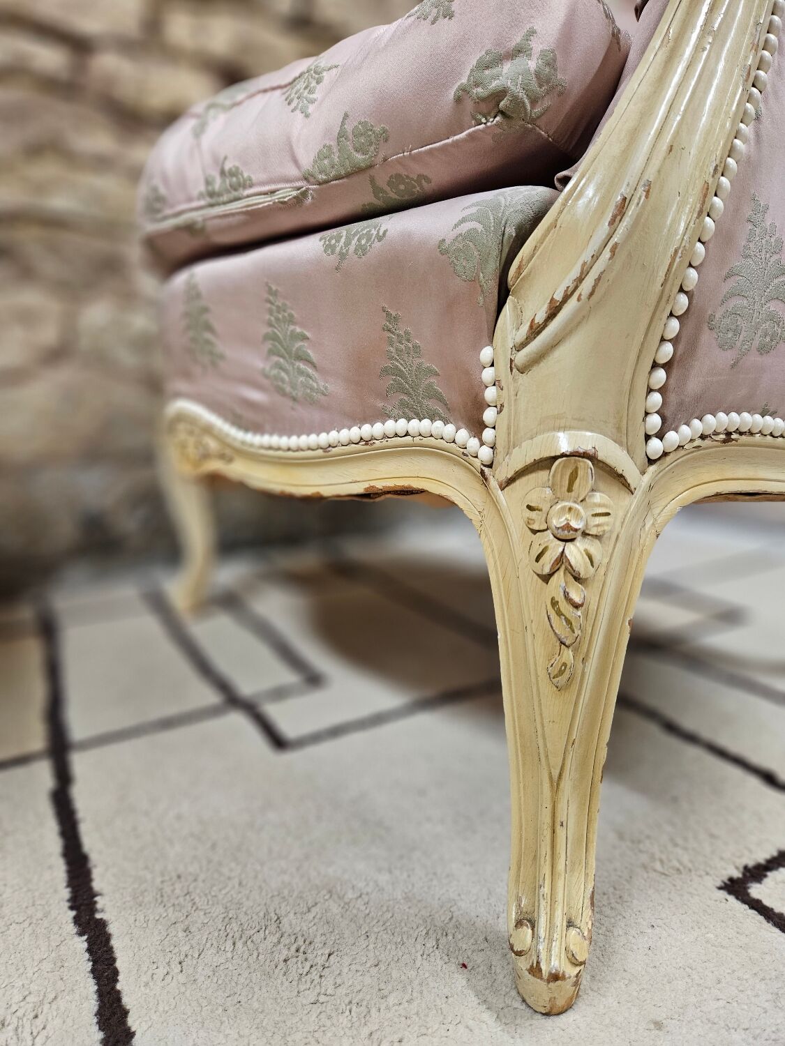 Pair of 1960s silk bergère armchairs