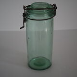 Green "ideale" glass canning jar