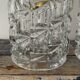 Set of two vintage electric chiseled glass walking lamps
