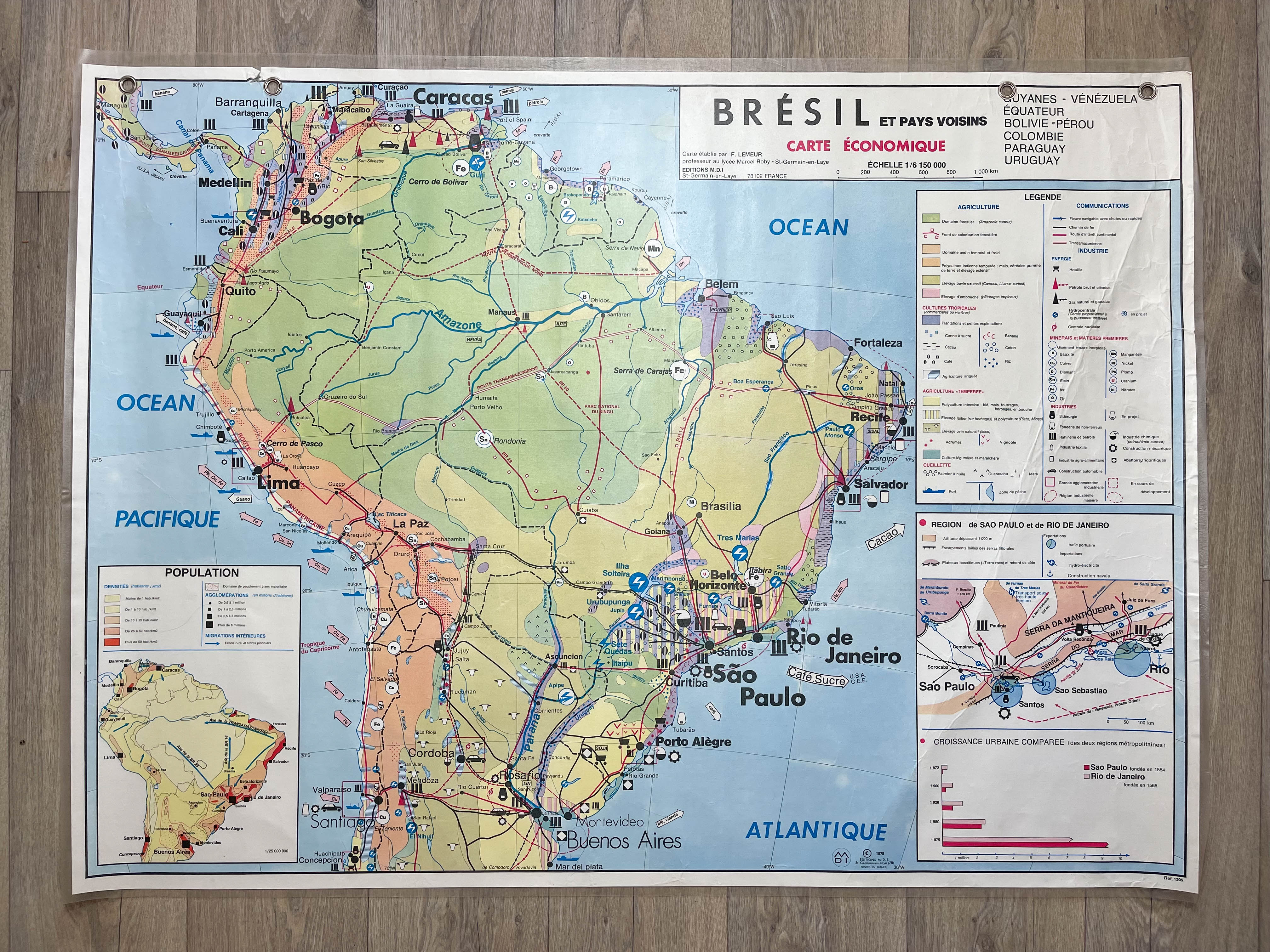 School map brazil vintage mdi year 1978