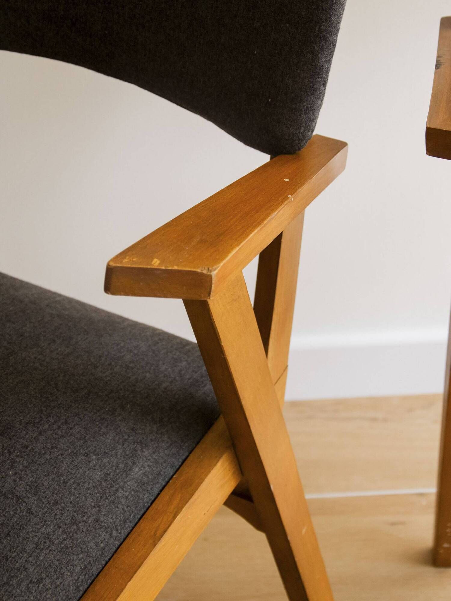 Pair of grey wooden Scandinavian chairs