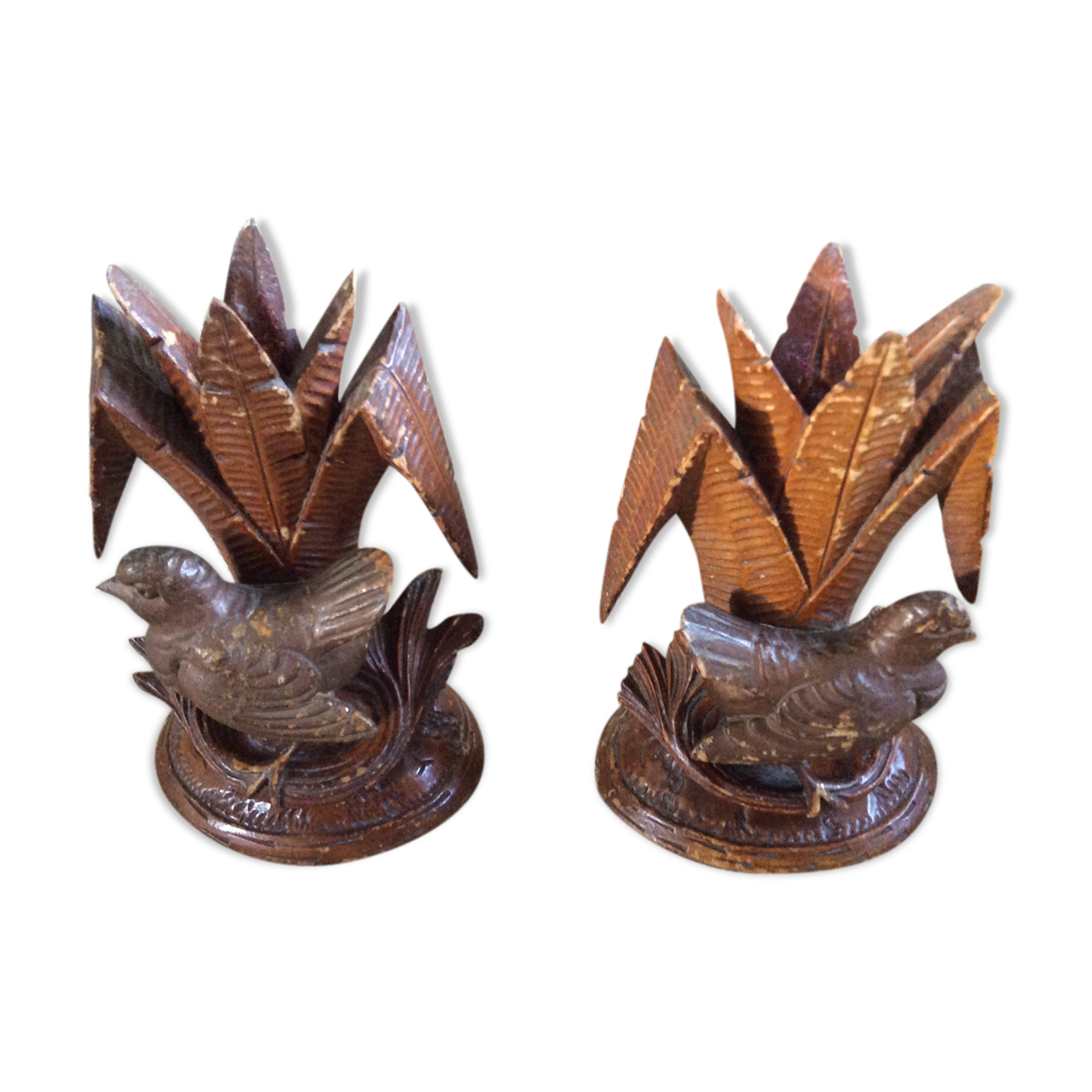 2 wooden candle holders