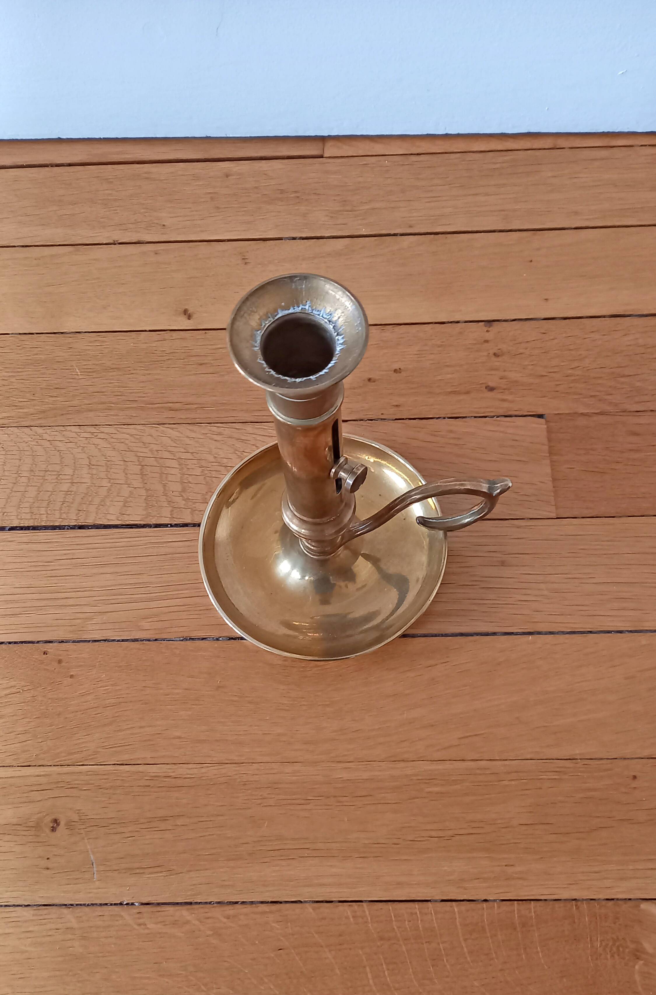 Old Candlestick Mounted Drop Candlestick in Copper or Brass
