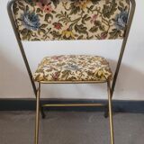 Vintage folding chair lafuma doree and tapestry