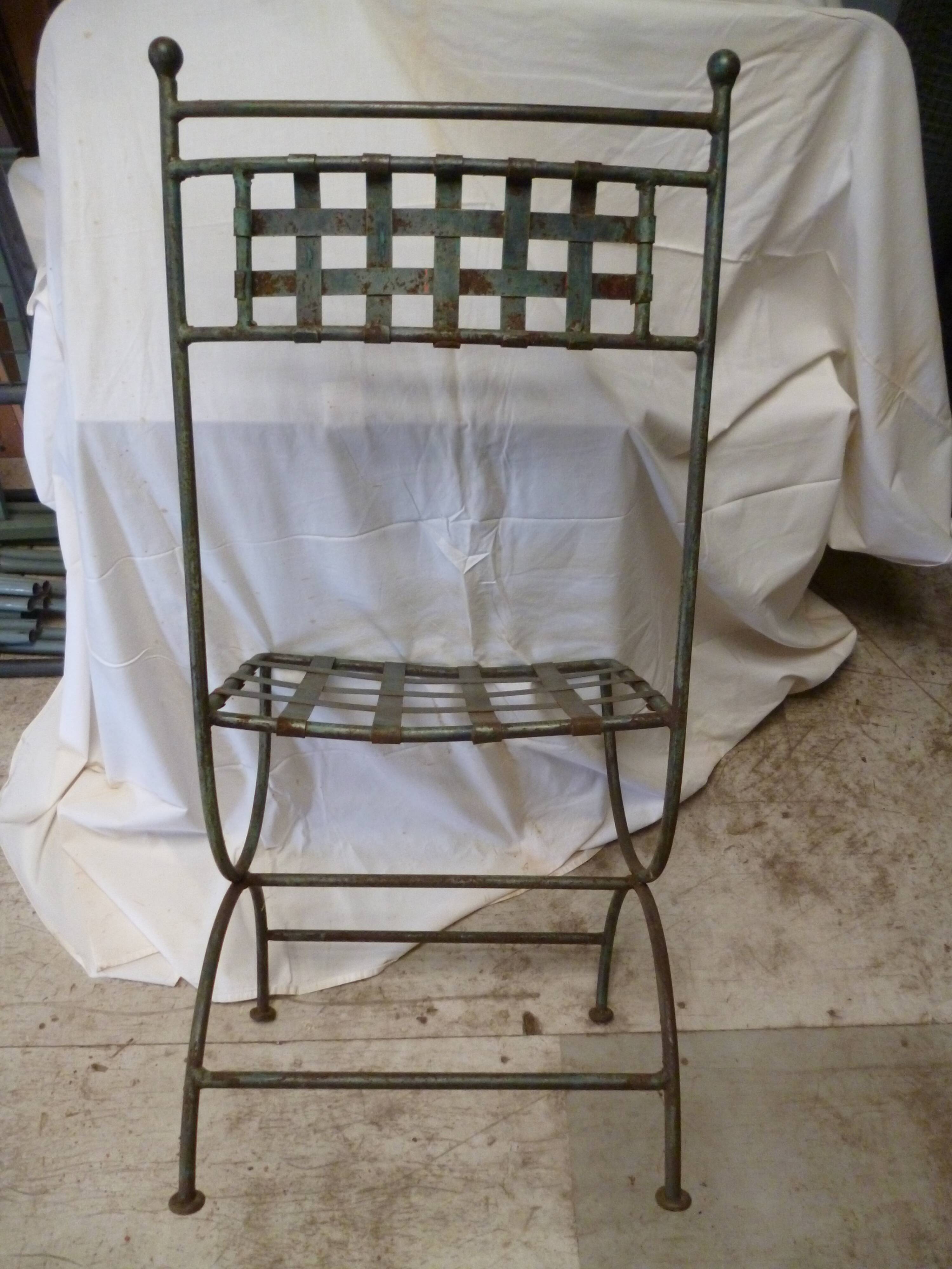 Suite of 6 iron garden chairs