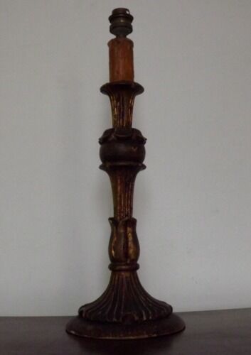 Vintage carved wooden lamp
