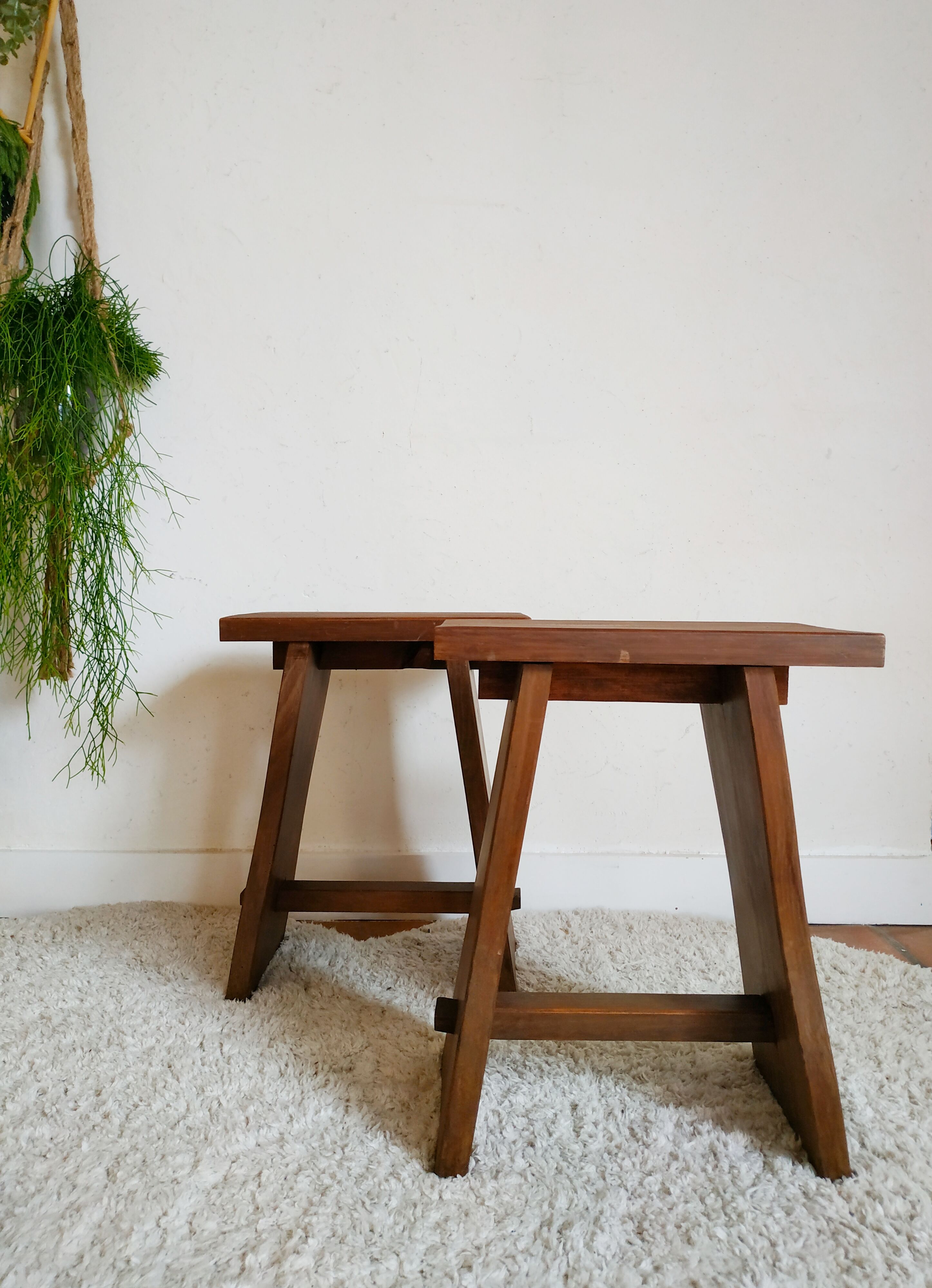 Pair of old wooden stools
