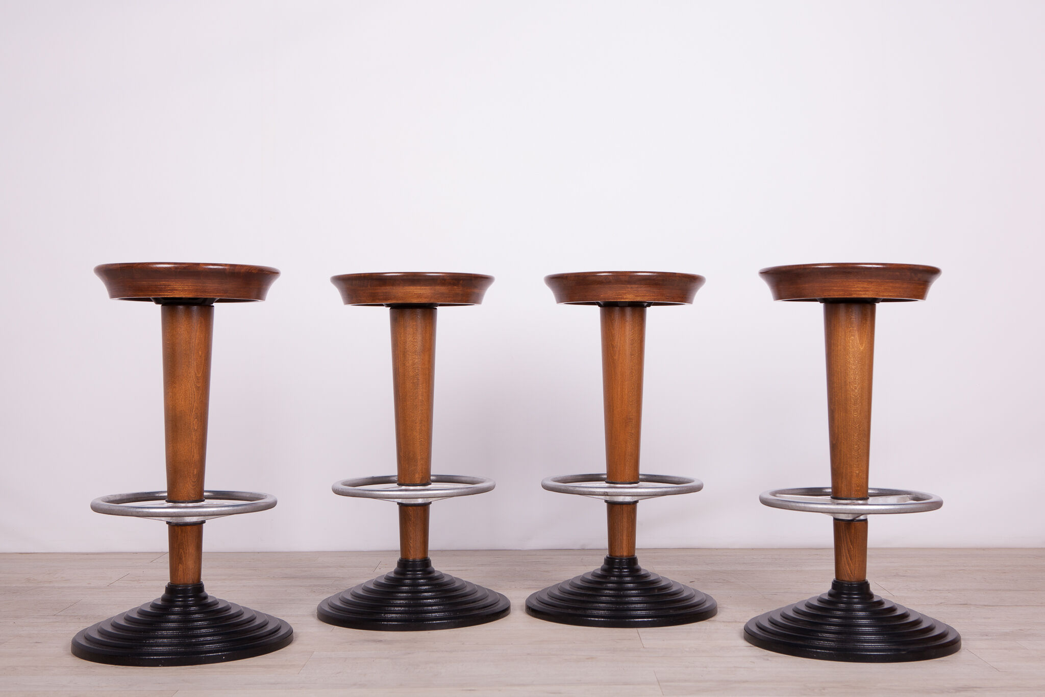 Set of 4 mid-century bar stools, 1950s