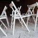 Set of 6 White Wooden Folding Chairs Vintage Scandinavian Style 1980s