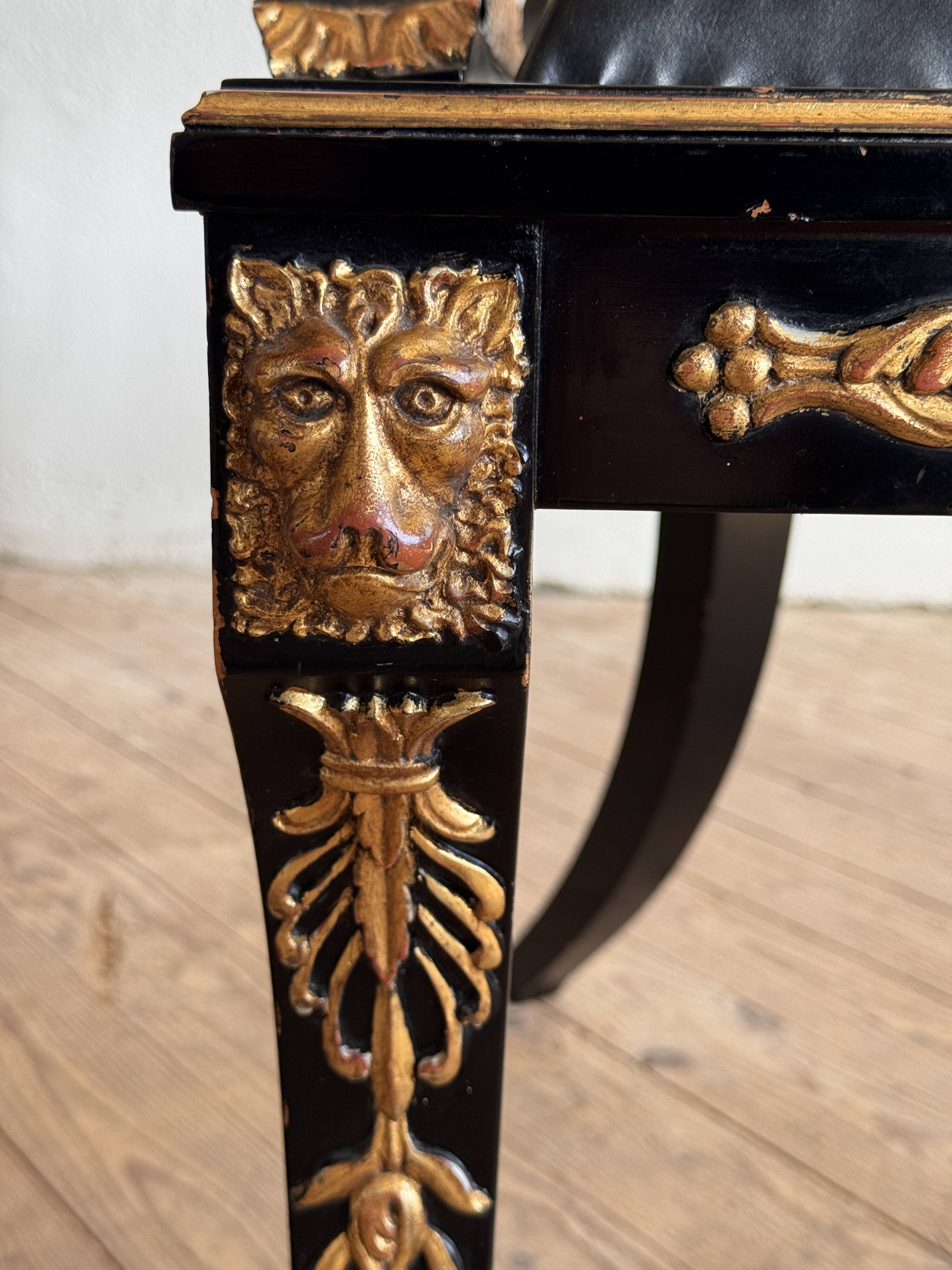 Pair of Empire-style bergère armchairs decorated with swans and lyres