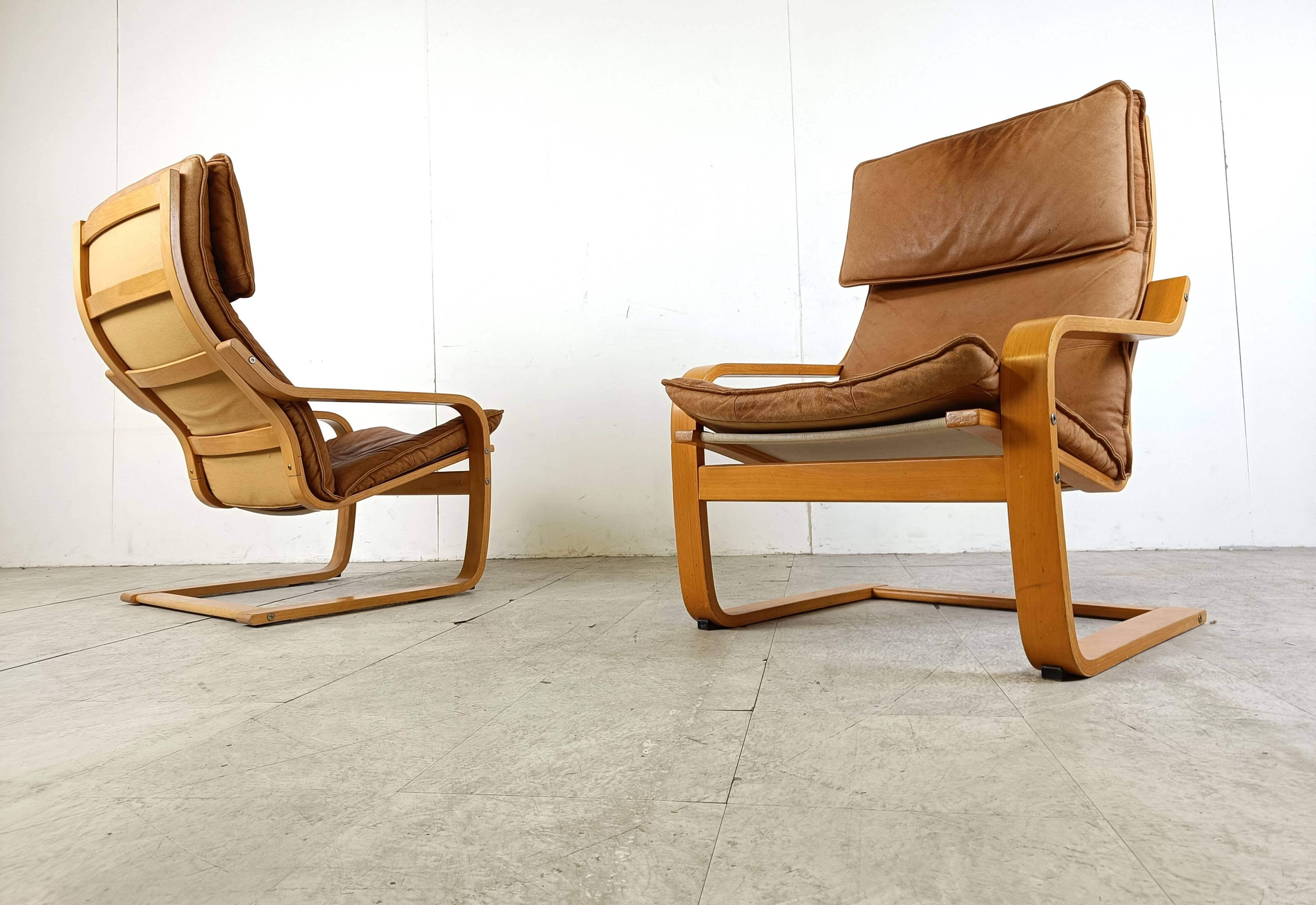 Leather Poäng Chairs Footrest by Noboru Nakamura for IKEA, 1990s