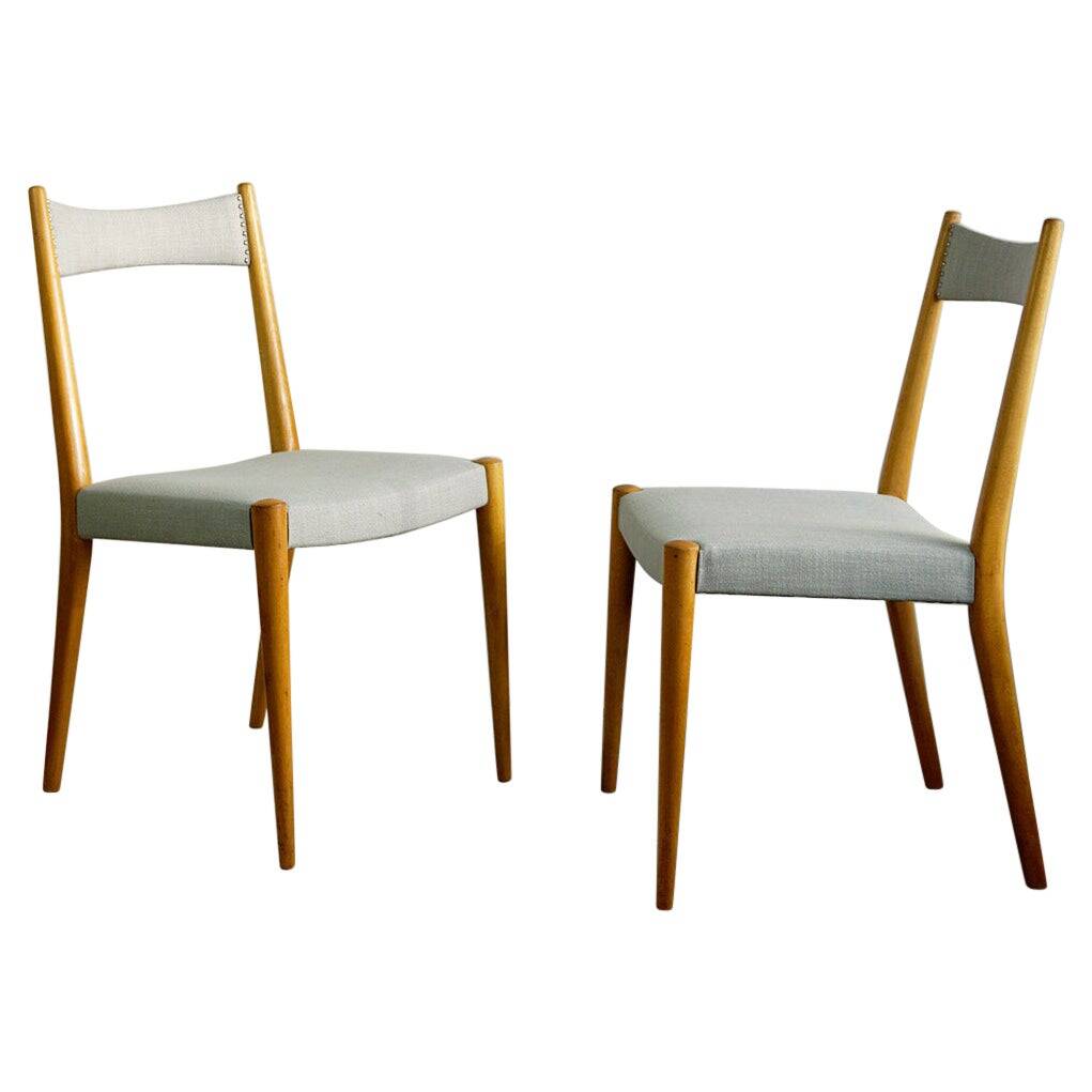 Pair of mid-century Austrian beech dining chairs by Anna Lülja Praun.