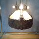 Antique Art Nouveau lamp in copper and silk