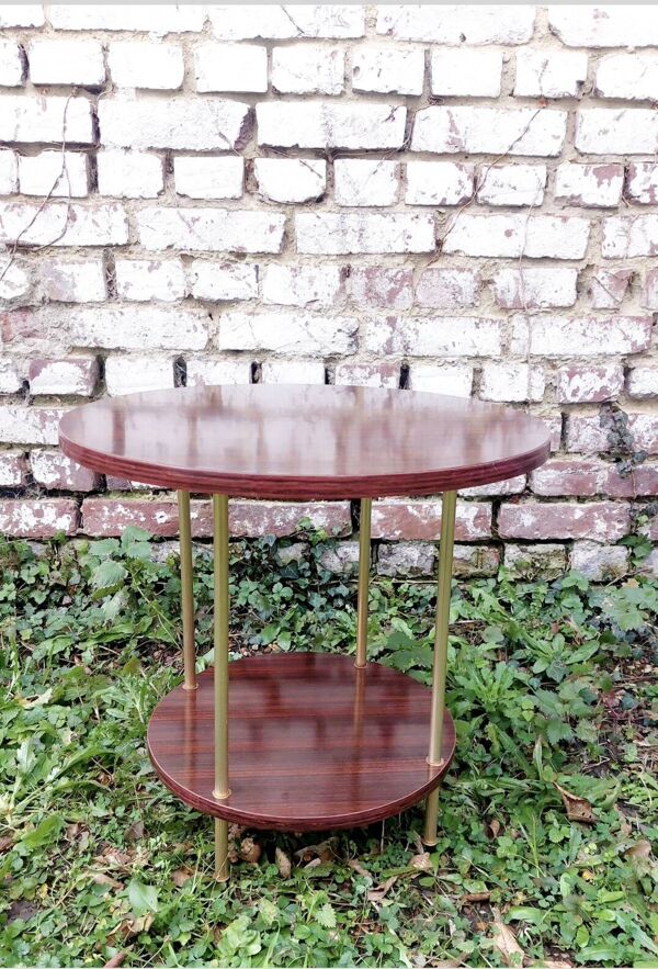 Table basse, d'appoint en formica et laiton