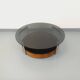 Vintage Italian round coffee table in rosewood, chrome metal, glass.