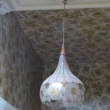 Colorful mother-of-pearl chandelier and brass