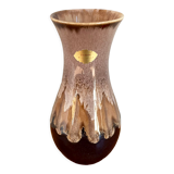 Brown German Fat Lava Style Vase with Drip Glaze, Töpferei Zimmermann