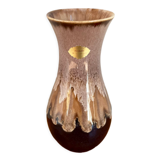 Vase de style lave allemande brune avec glaçure goutte à goutte, Töpferei Zimmermann