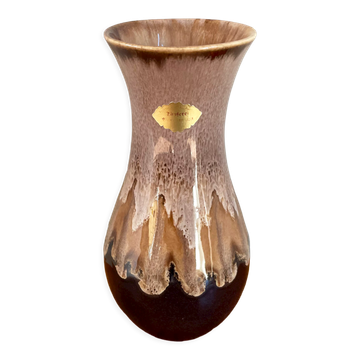 Vase de style lave allemande brune avec glaçure goutte à goutte, Töpferei Zimmermann