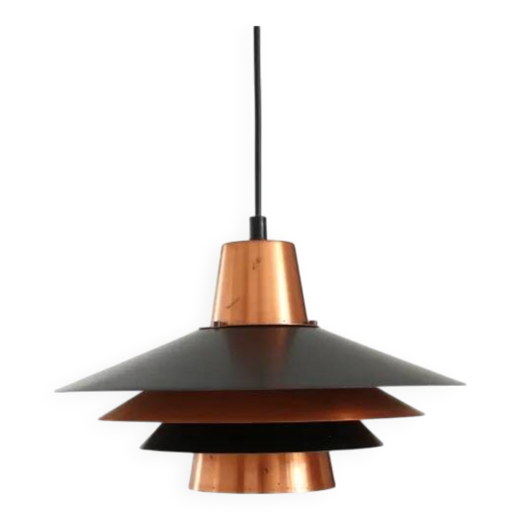 Vintage copper with black Danish design pendant hanging lamp