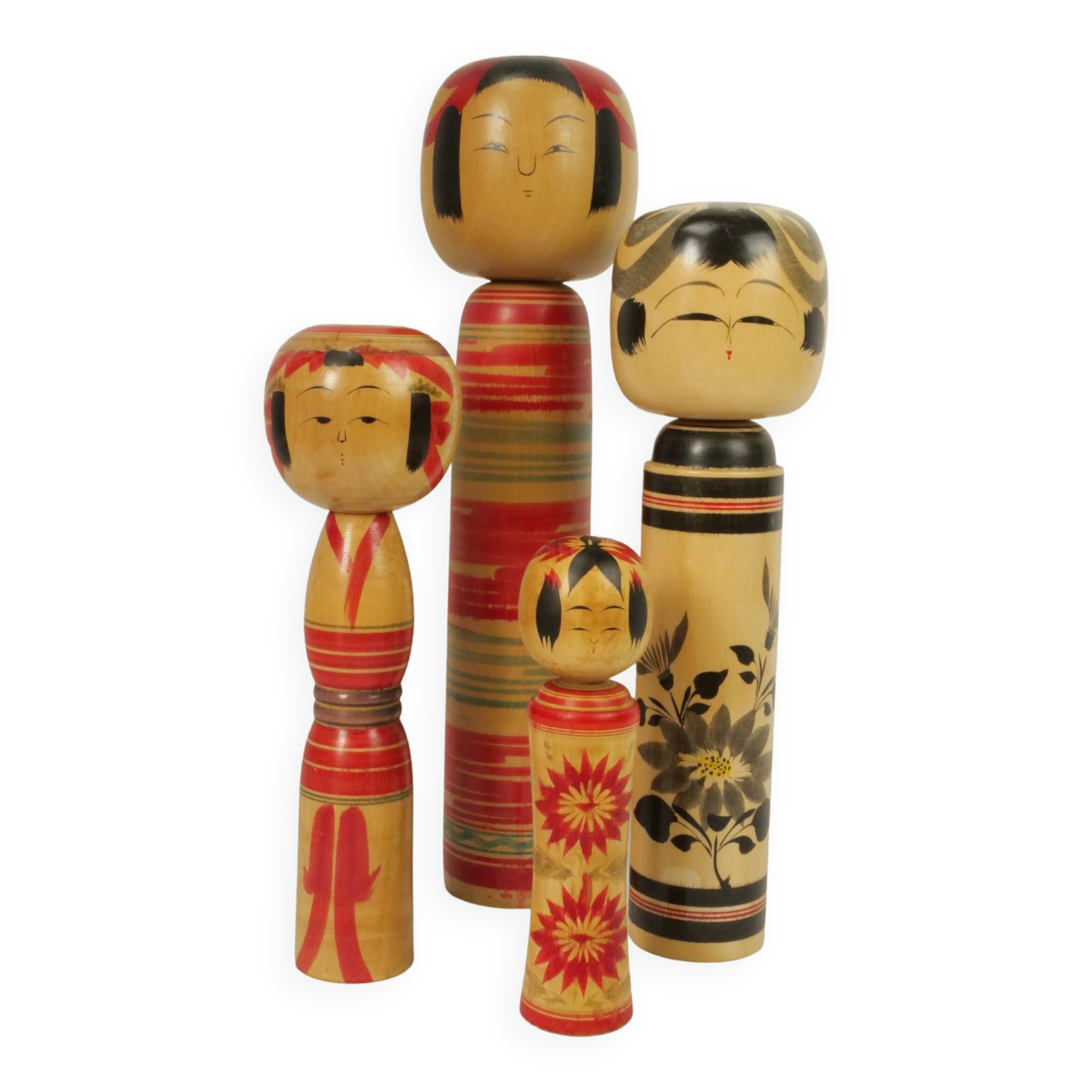 Lot of 4 Japanese KOKESHI dolls