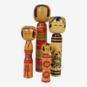 Lot of 4 Japanese KOKESHI dolls