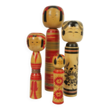 Lot of 4 Japanese KOKESHI dolls