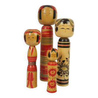Lot of 4 Japanese KOKESHI dolls