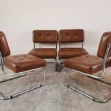 Suite of 4 skai and chrome armchairs 70