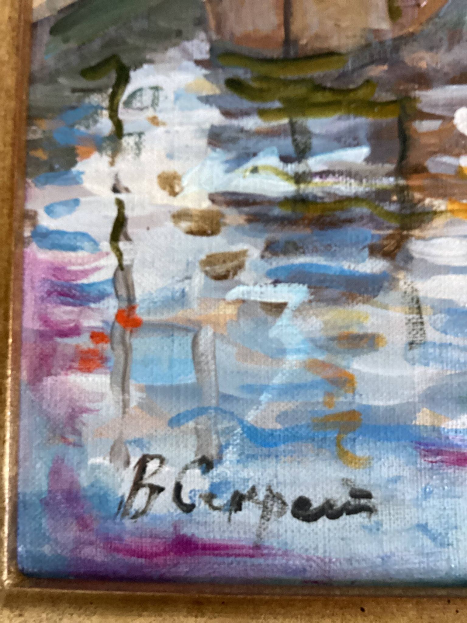 Oil painting on canvas signed “Autumn in Paris” dimensions: height-65cm- width-42cm-