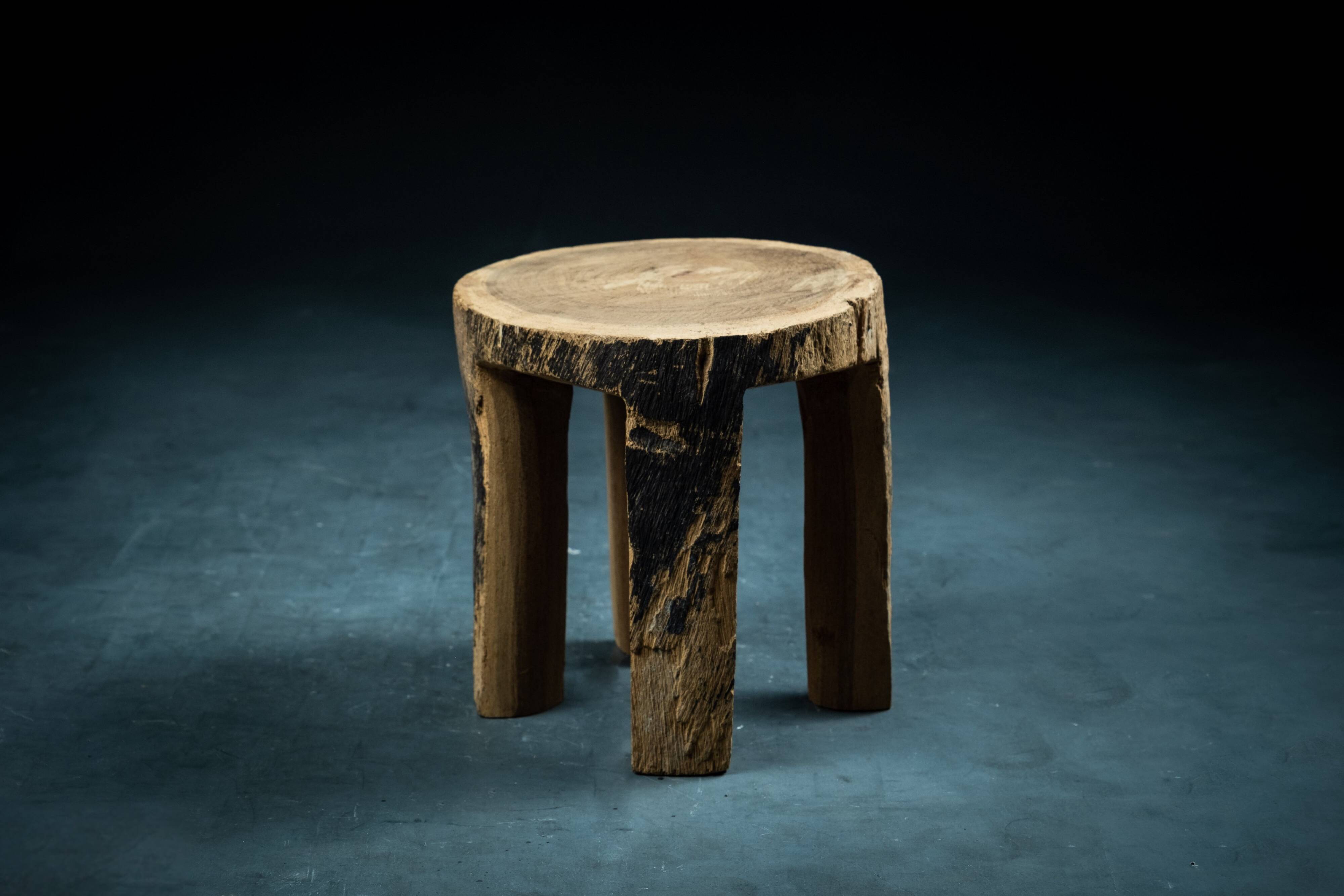 Raw wood stool