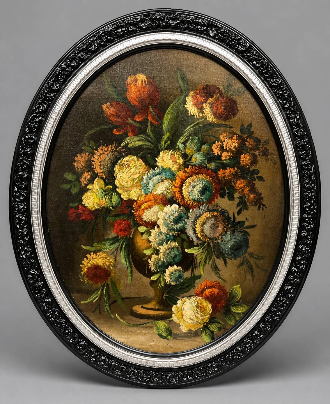 Nature morte ancienne avec des fleurs.