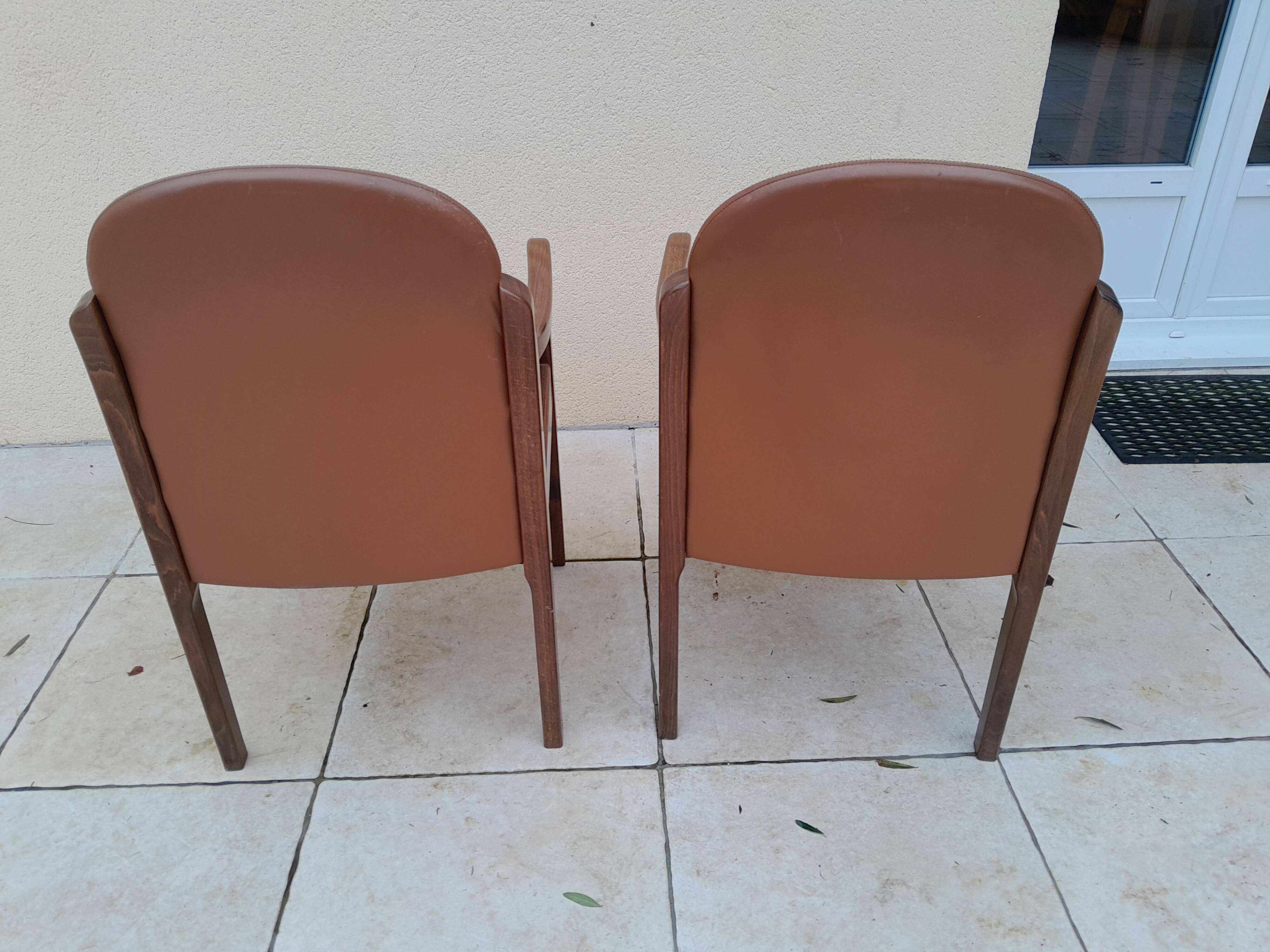 2 vintage Scandinavian Danish teak conference chair armchairs