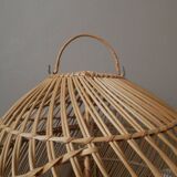 Suspension in natural wicker rattan vintage braided bohemian decoration handmade artisanal manufacturing