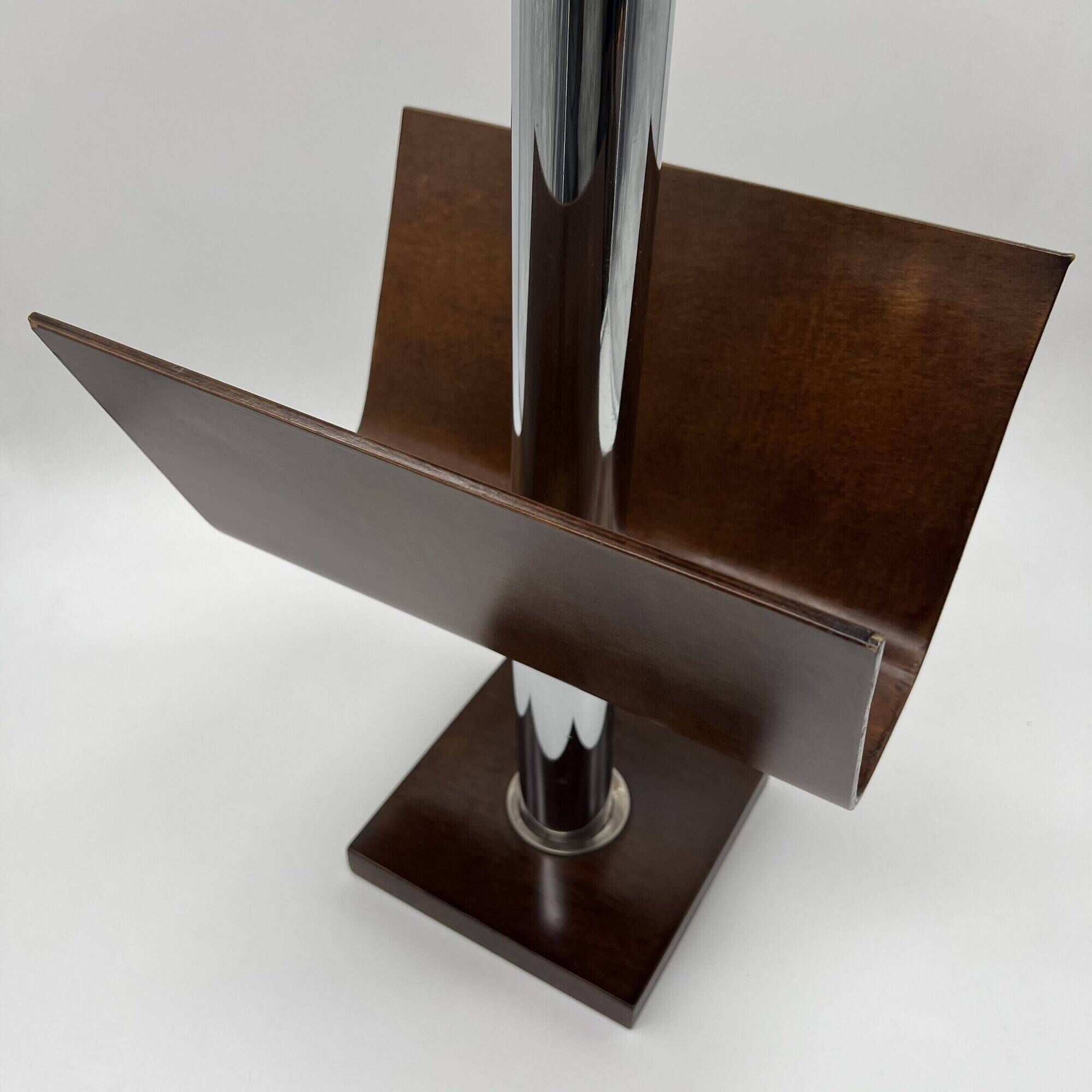 Magazine rack "Servizio da fumo" wood/metal — Italy, 1970s