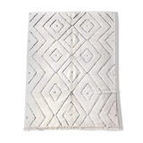 Moroccan Berber carpet Beni Ouarain ecru with black diamonds engraved 300x203cm