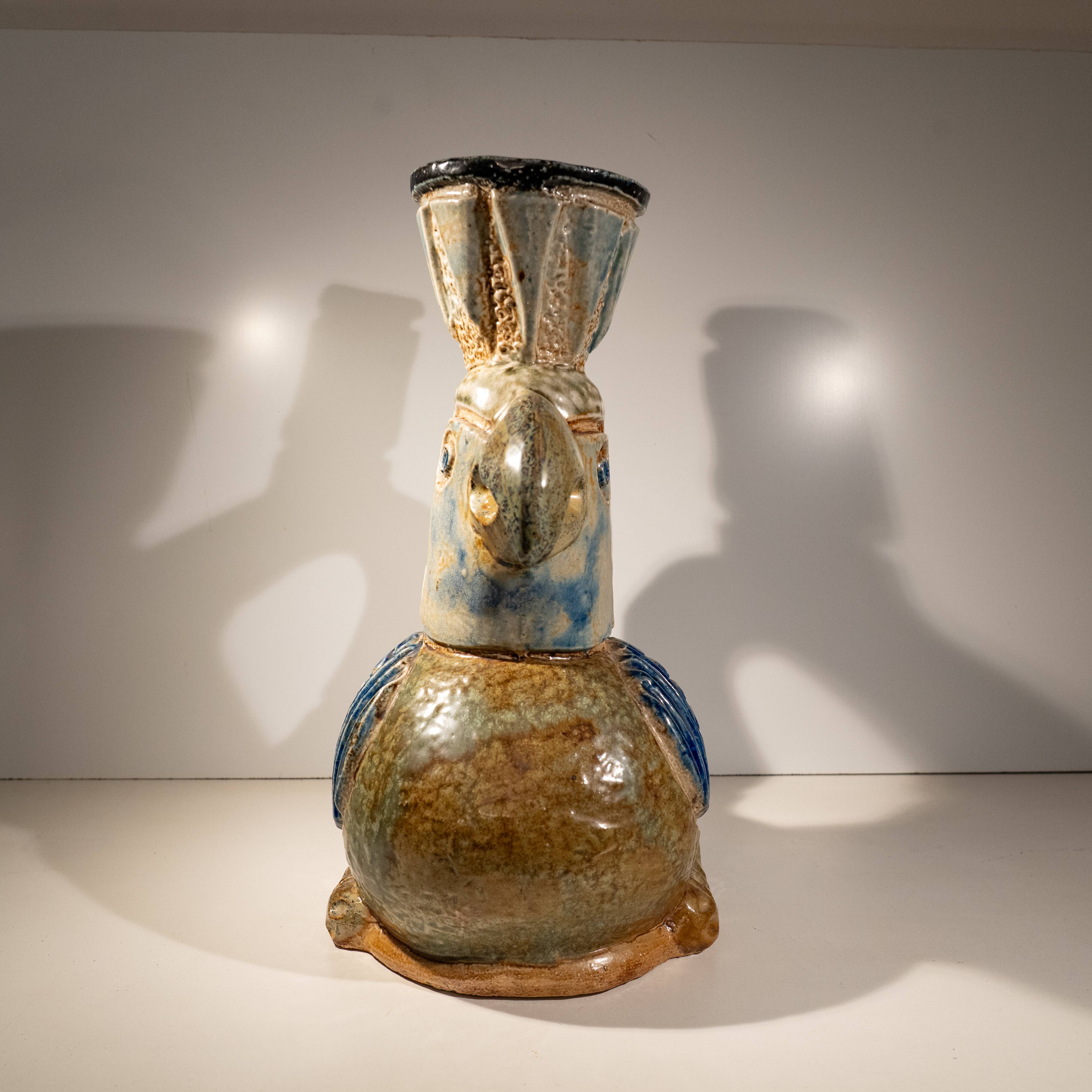 vase / zoomorphic sculpture "INCAS bird N°3225" ceramic stoneware 1950s