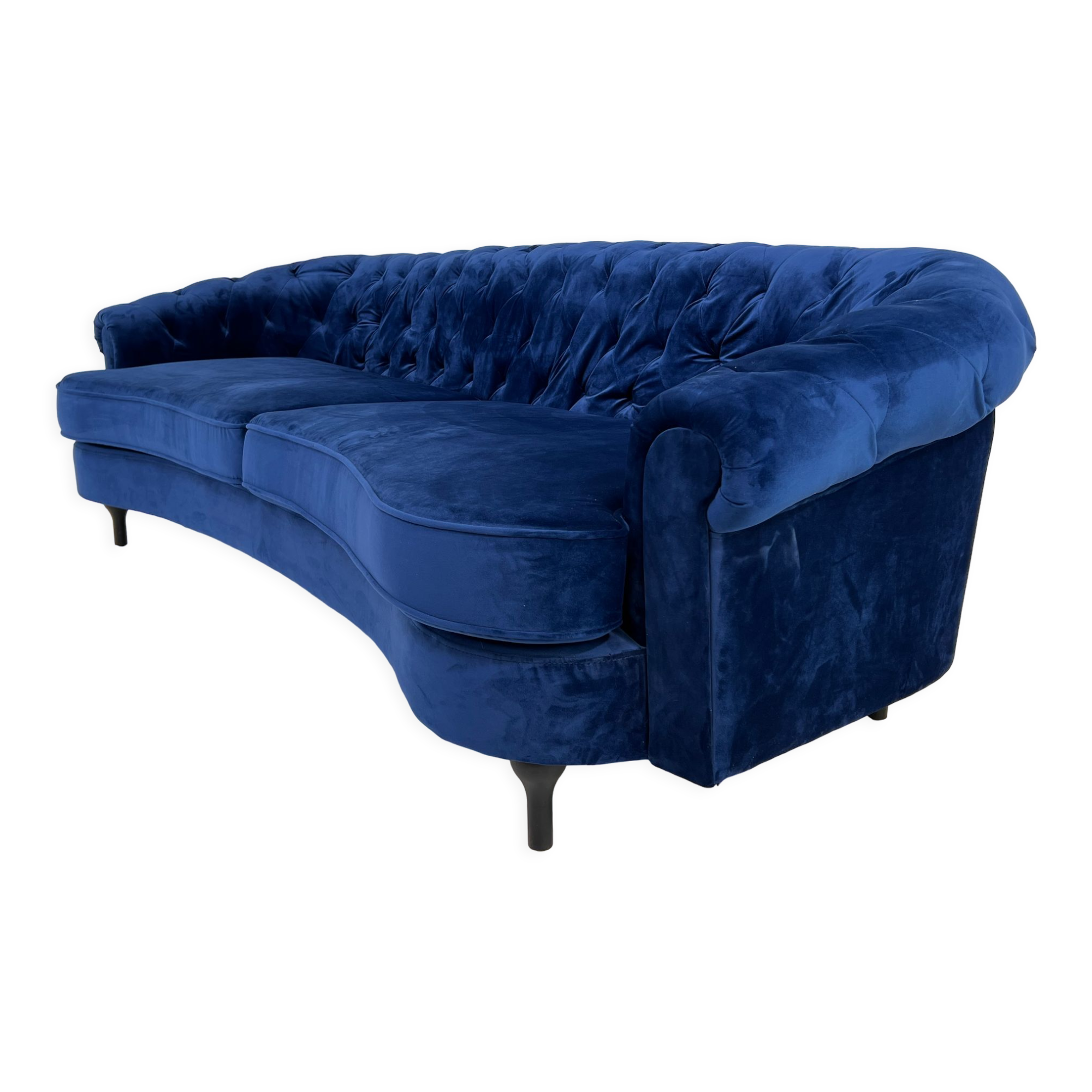 3-seater sofa type Chesterfield in blue velvet