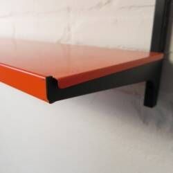 Tomado Holland - A. Dekker wall shelf, orange and black, 1970s