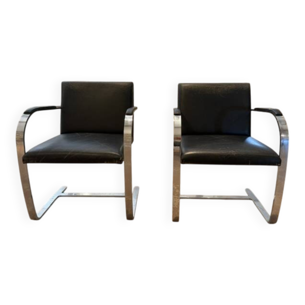 Paire fauteuils Executive Chair Knoll attribués Charles Pollock cuir noir