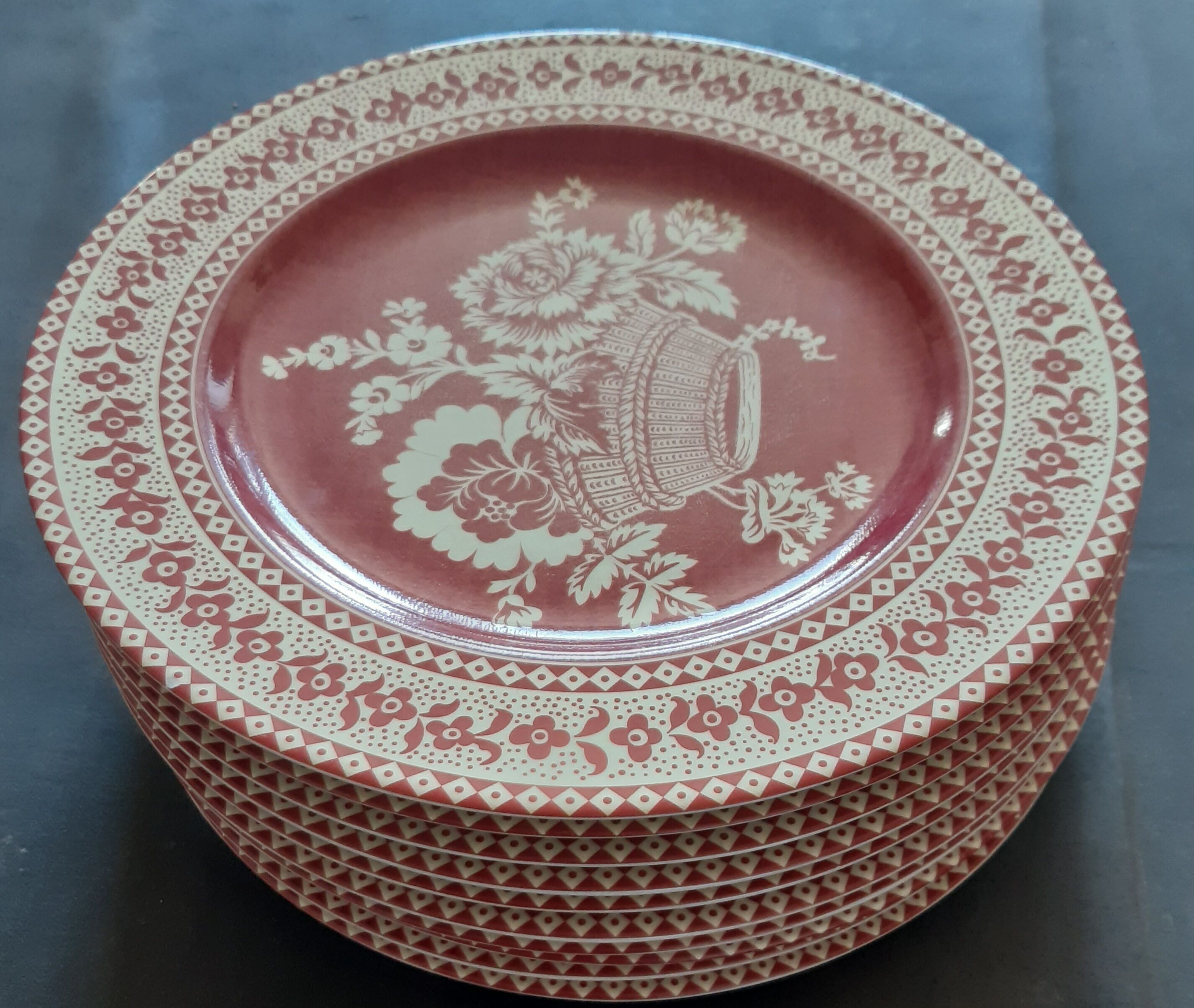 10 plates Pierre Frey "flower baskets"