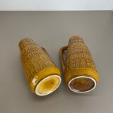 Set of Two Pottery Fat Lava Vases "ochre pattern" by Scheurich, Germany, 1970s