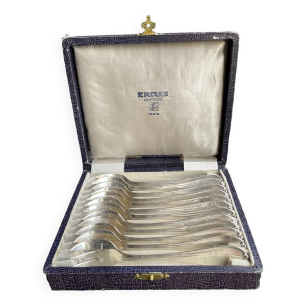 Coffret de 12 fourchettes à huître Ercuis – Métal argenté
