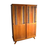 Wood and rattan wardrobe