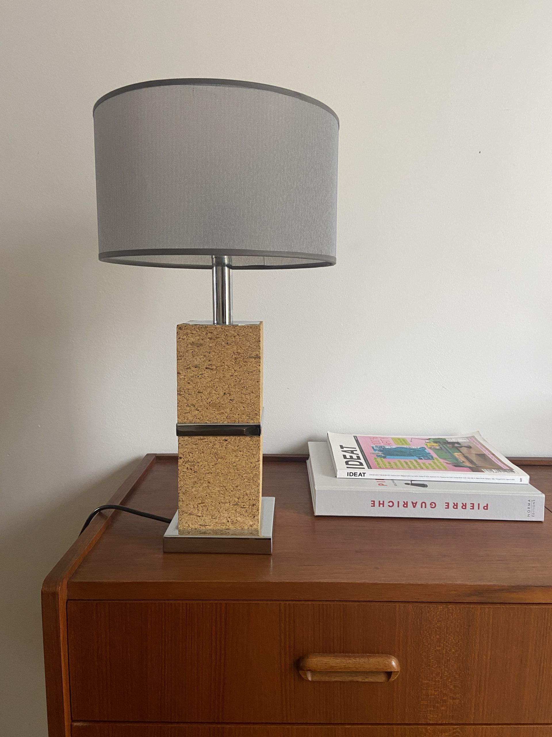 Vintage cork and chrome foot lamp