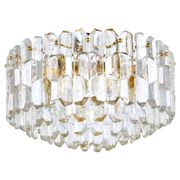 Large ceiling chandelier in gilded brass and glass Palazzo J.T. Kalmar, 1950s