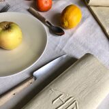 Antique napkins damascus and monogrammed tinted fresh butter